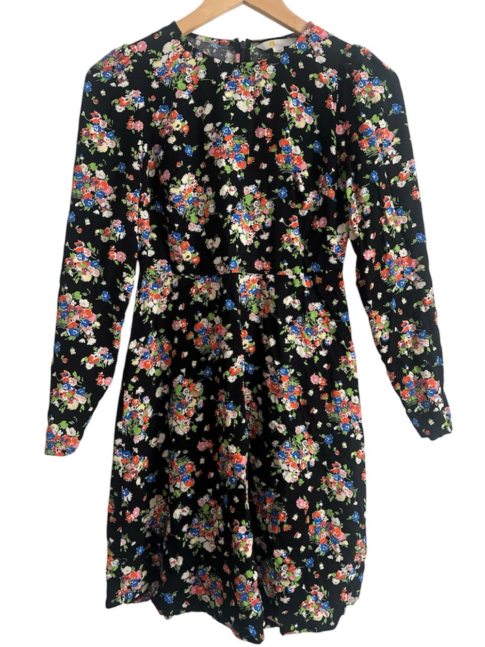 Boden Black Multi Floral Long Sleeve Fit & Flare Dress UK 6R / US 2R